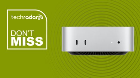 Mac mini M4 on a green background